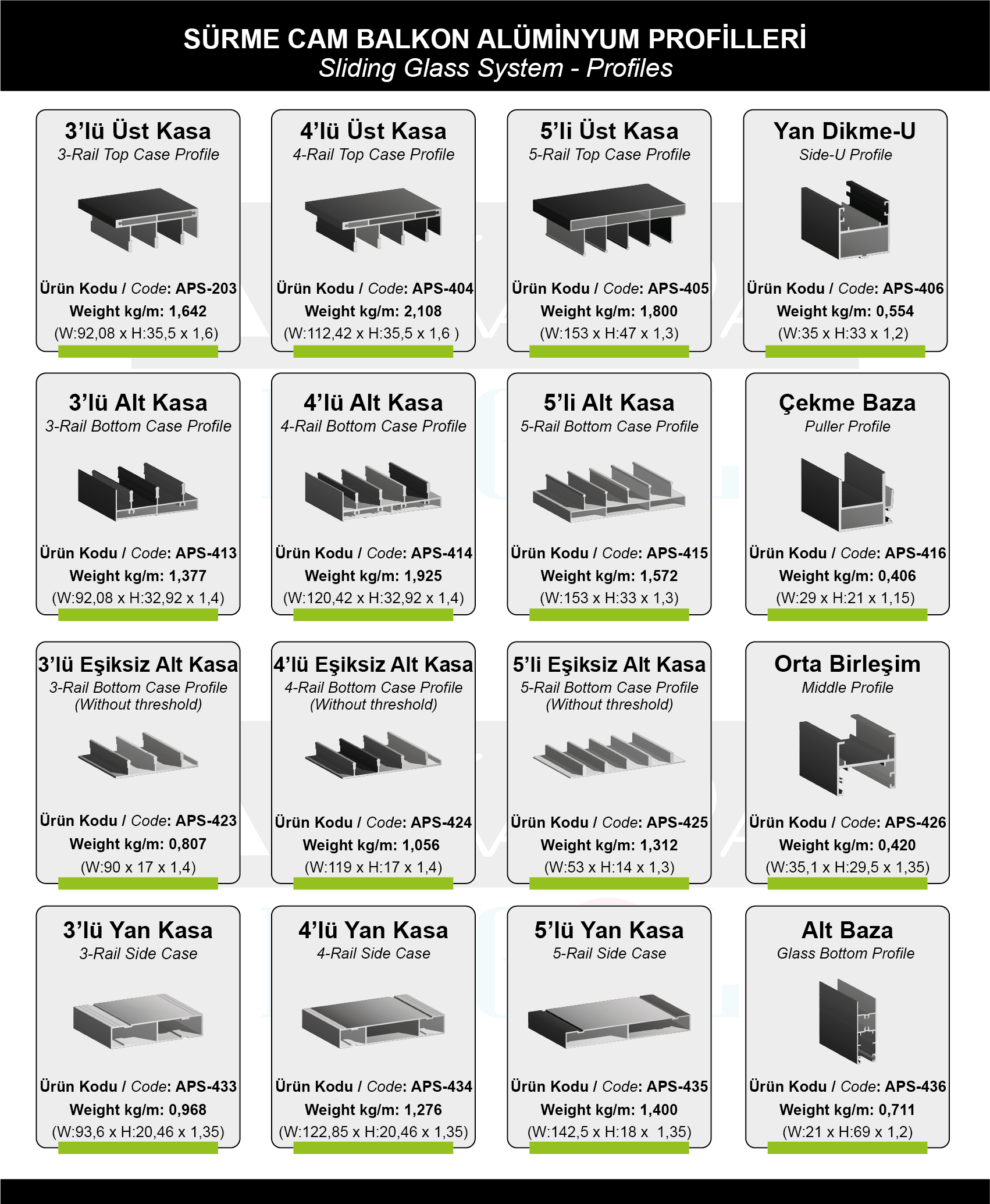 Sürme Cam Alüminyum Profil