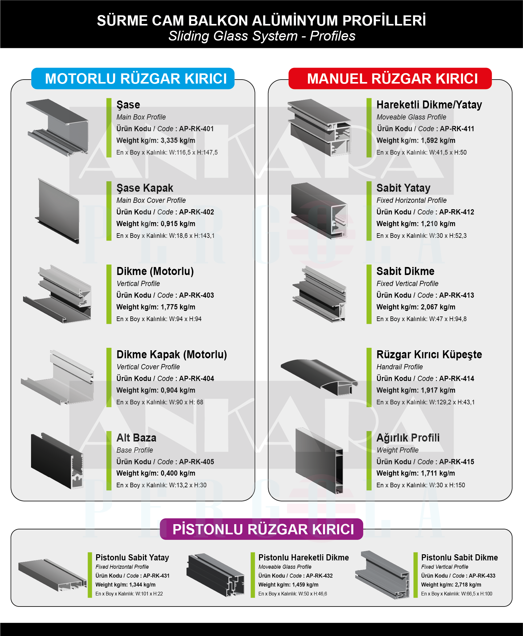 Sürme Cam Alüminyum Profil